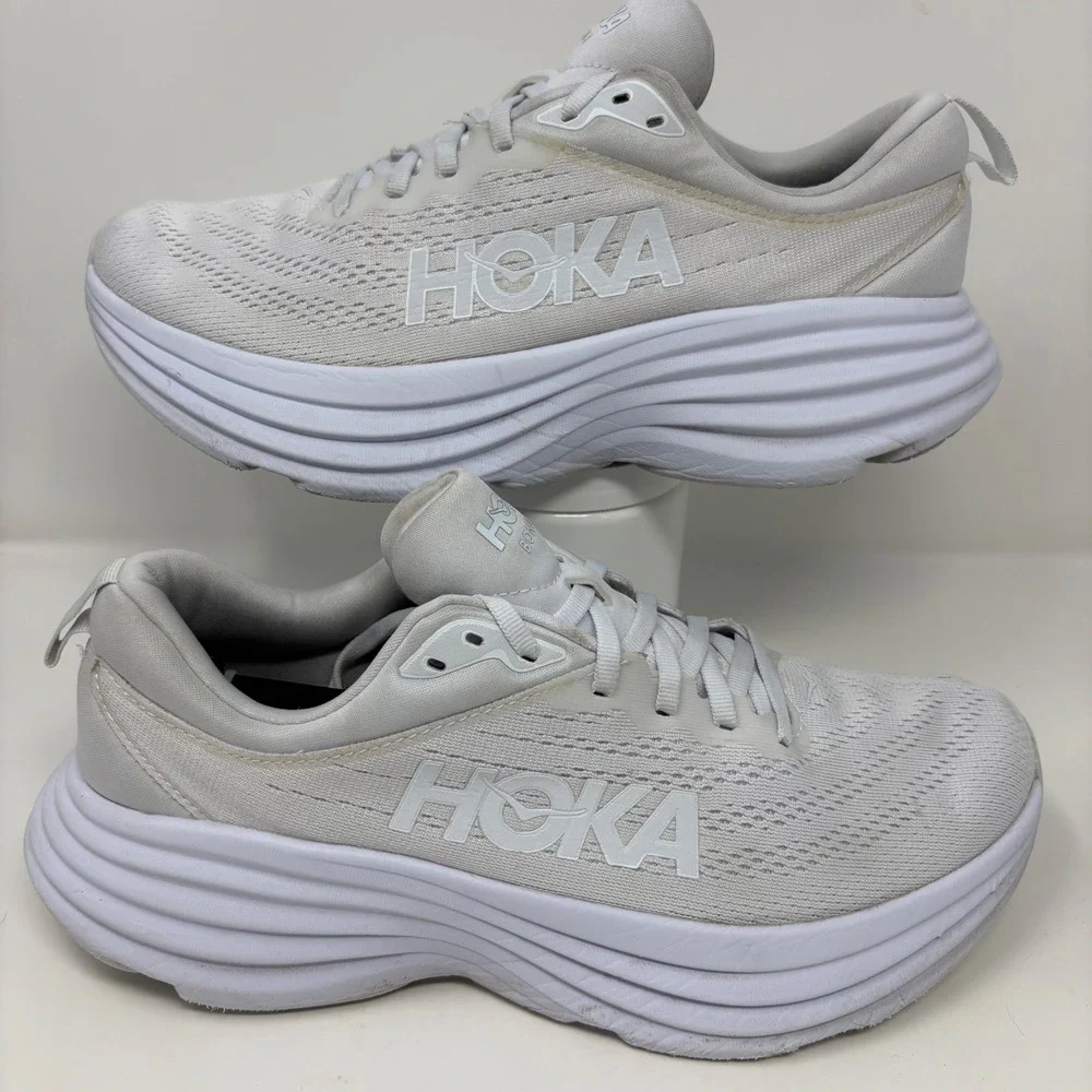 Hoka Bondi 8 Women's Size 9 White Athletic Running Shoes (1127952 WWH)